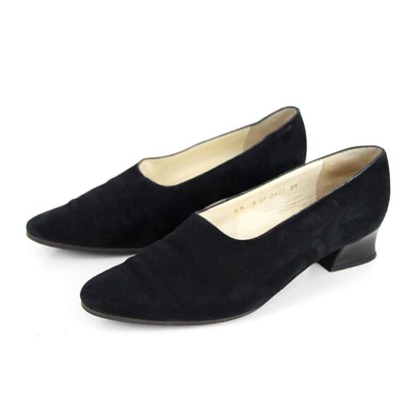 VTG Robert Clergerie FRANCE BLACK REAL LEATHER SUEDE LOW HEEL CLASSIC SHOES 5.5B - Picture 4 of 13